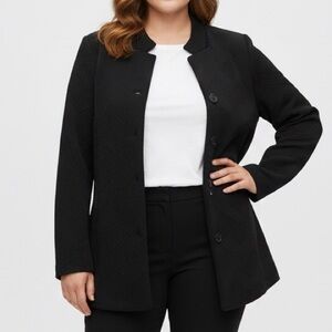 😍SHOW SPECIAL - Black Diagonal Design Button Front Decor Jacket size 1X